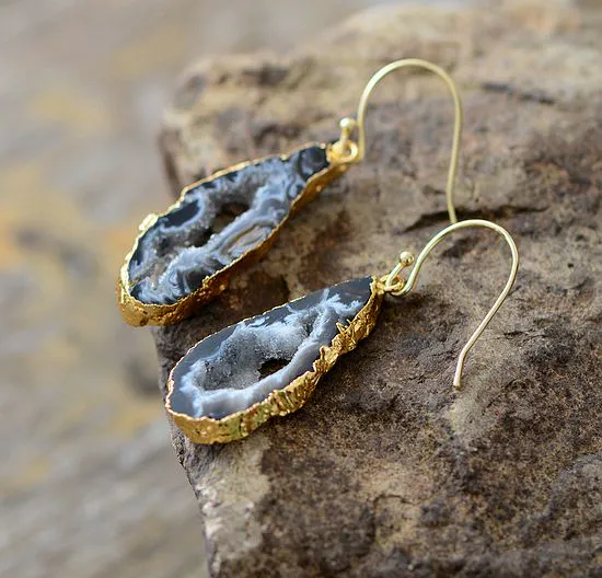 Aros Dorados de Druzy Natural