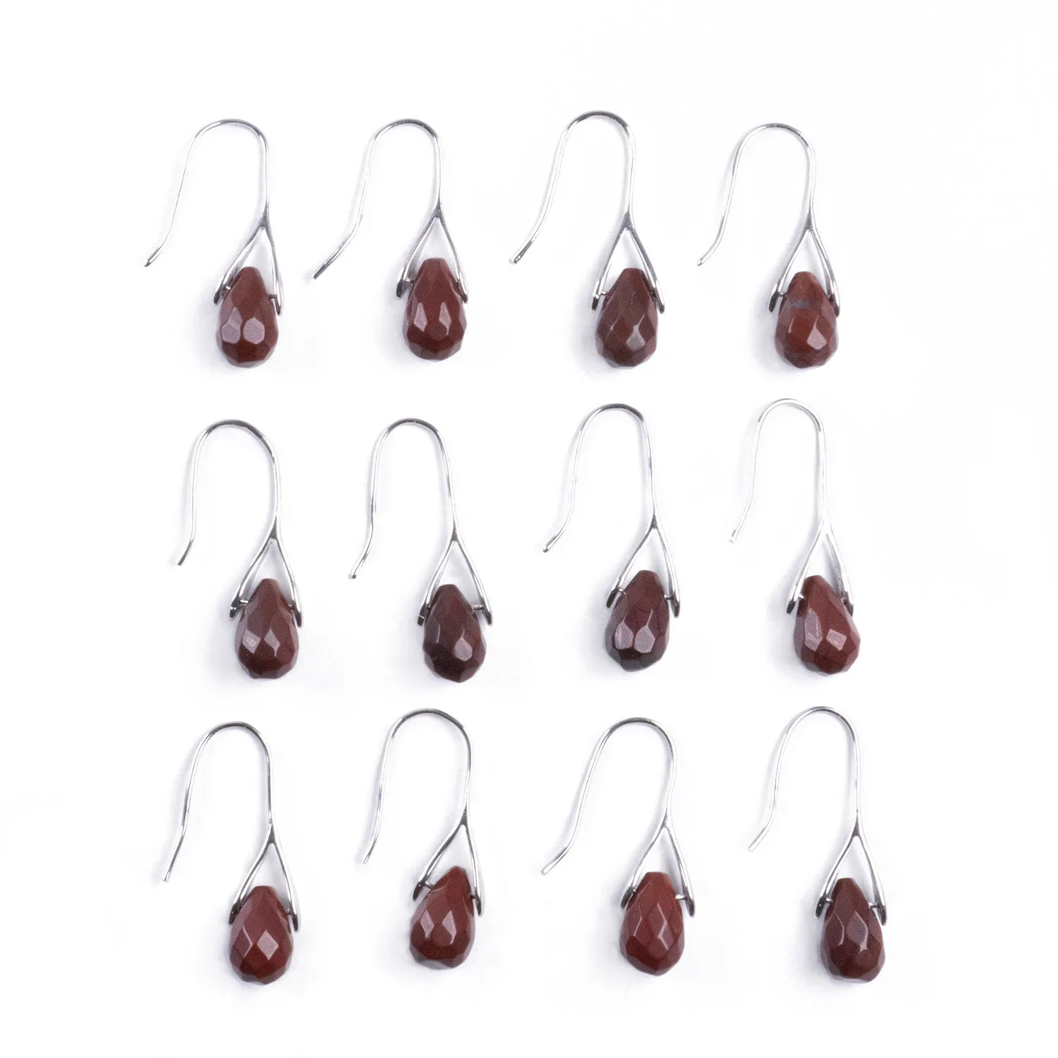 Aros Minimalistas de Jaspe Rojo