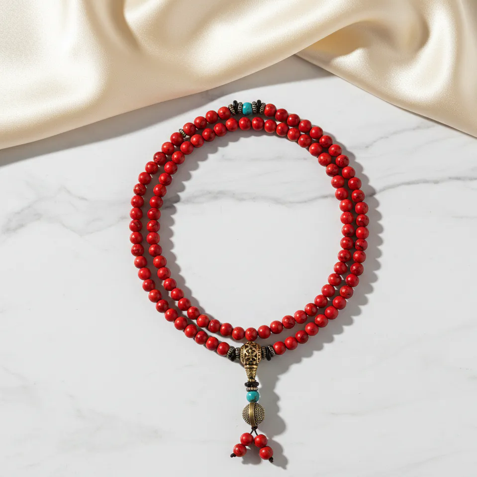 Collar de Howlita Roja y Verde