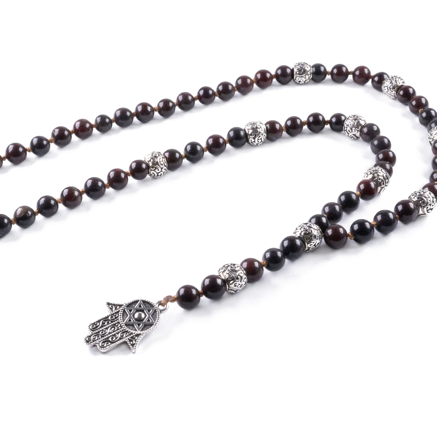 Collar de Jaspe con Colgante Mano de Fátima