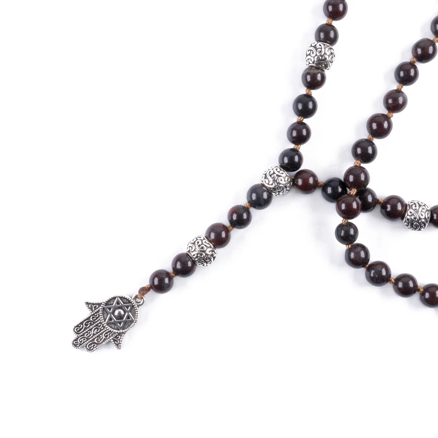 Collar de Jaspe con Colgante Mano de Fátima
