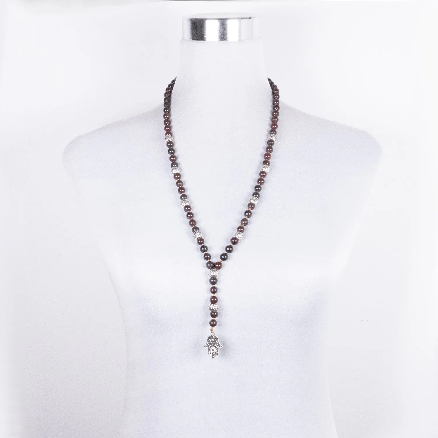 Collar de Jaspe con Colgante Mano de Fátima