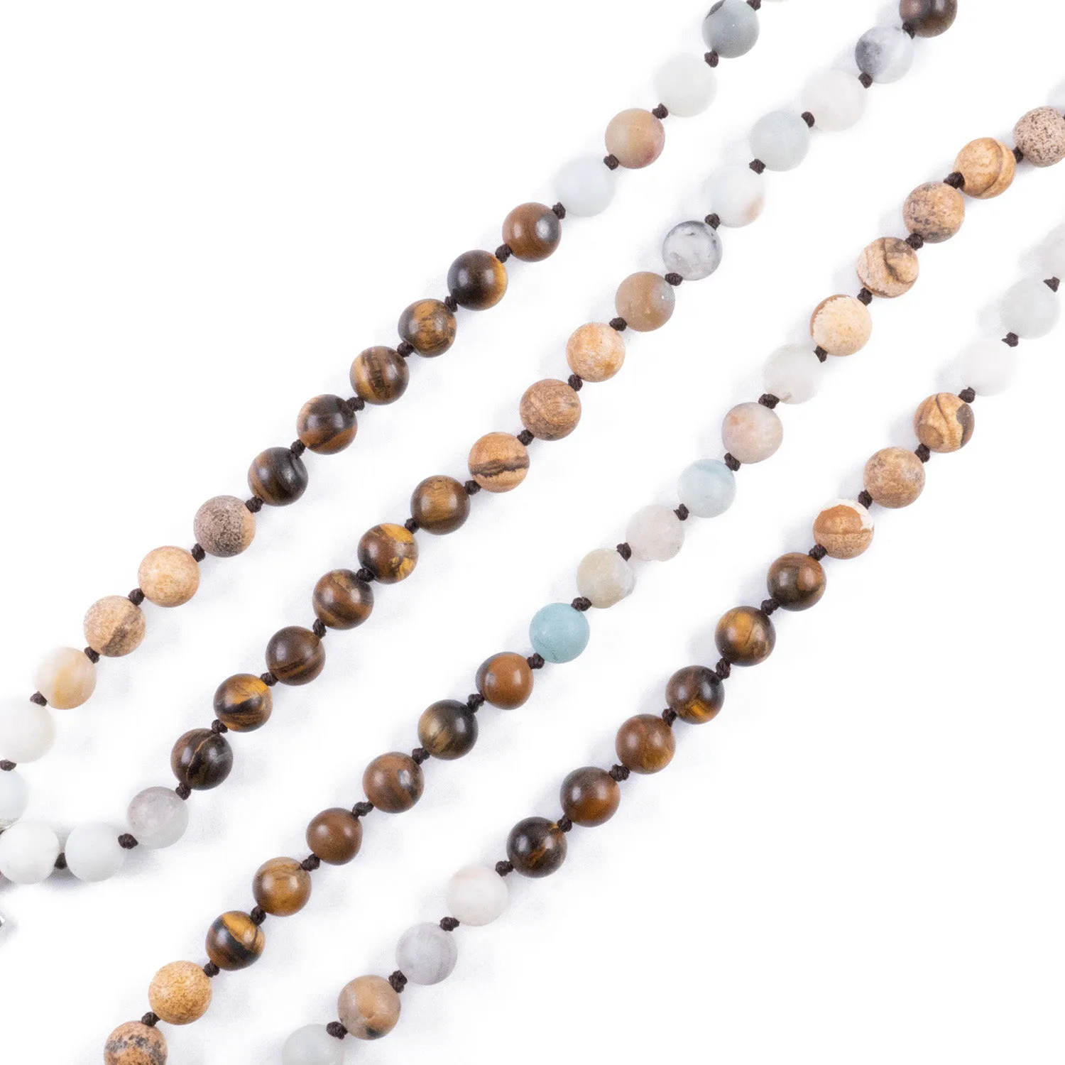 Collar Étnico con Cruz Jaspe, Ojo de Tigre y Amazonita