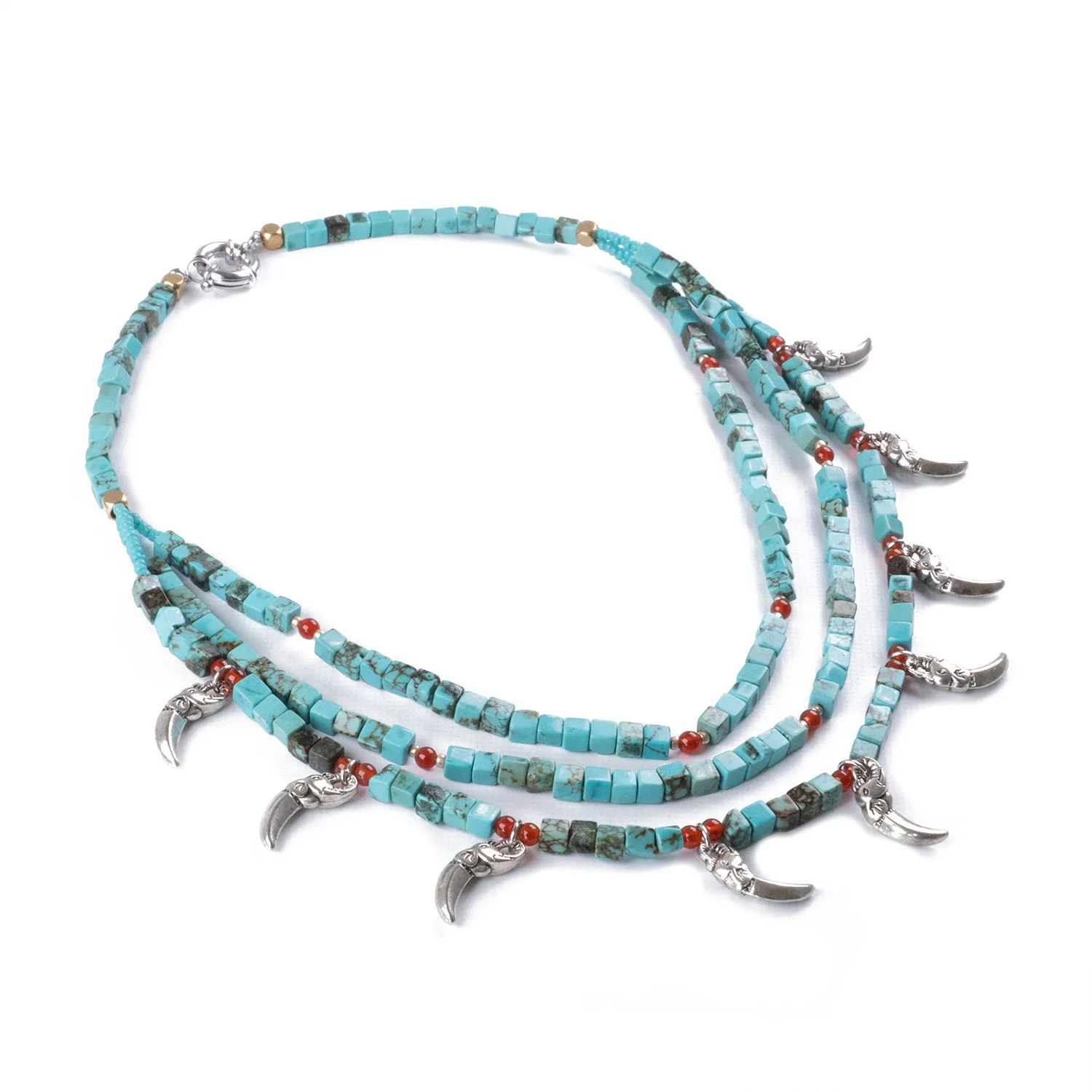 Collar de Turquesa con Dijes Elefante