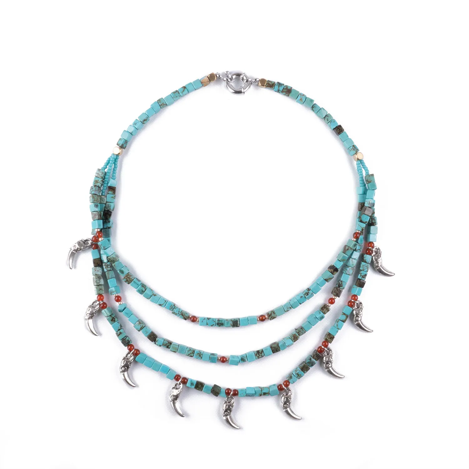 Collar de Turquesa con Dijes Elefante