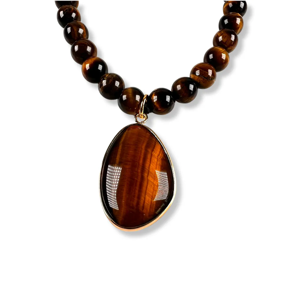Conjunto Collar y Pulsera de Ojo de Tigre y Ónix Negro