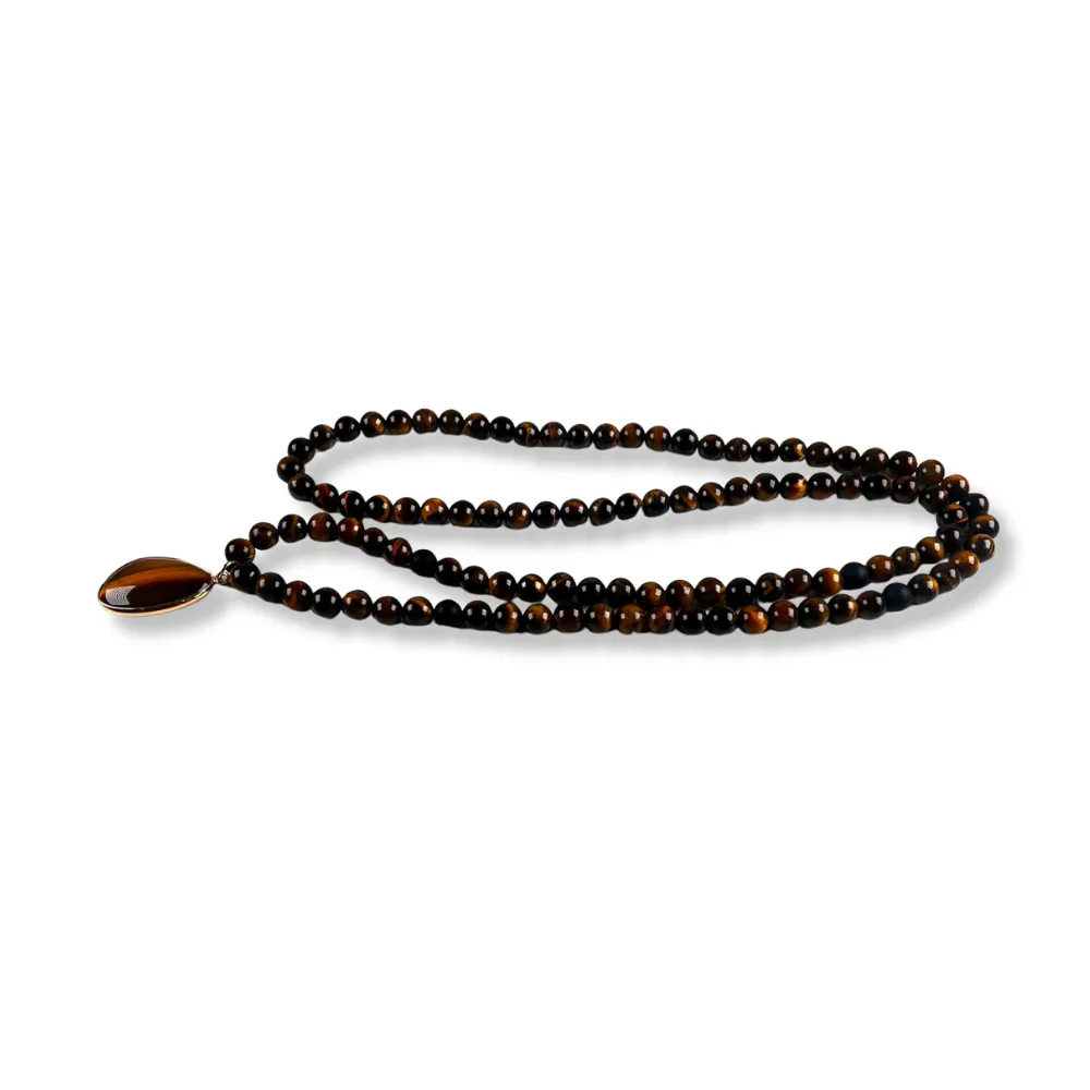 Conjunto Collar y Pulsera de Ojo de Tigre y Ónix Negro