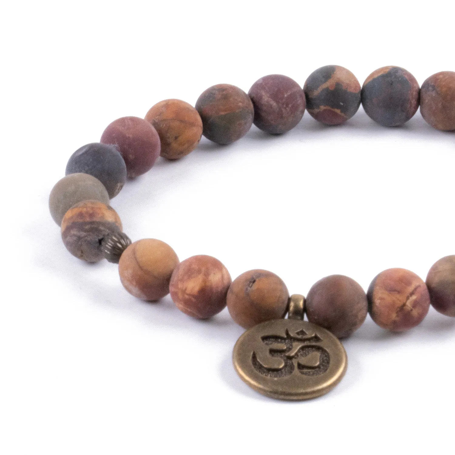 Pulsera de Jaspe Multicolor con Colgante Circular