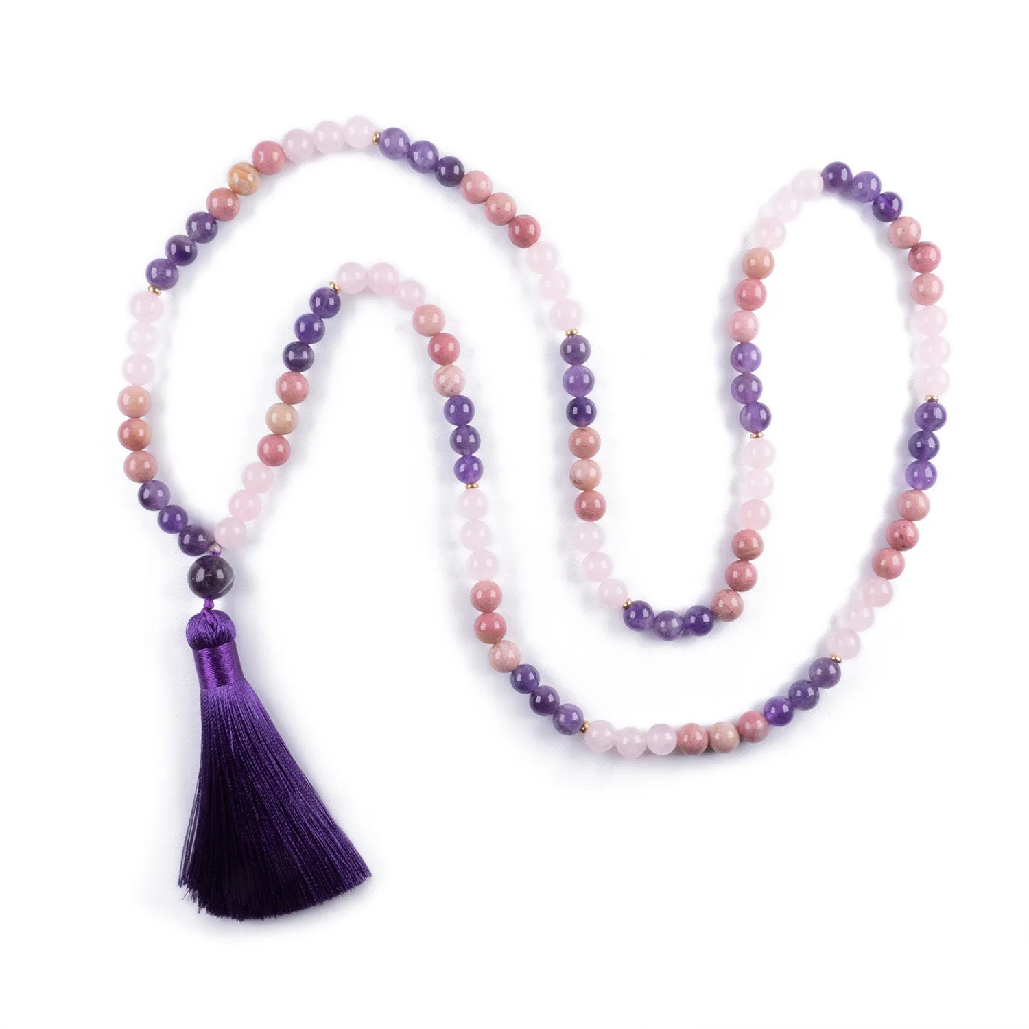 Collar de Intención Cuarzo Rosa, Amatista y Rodonita