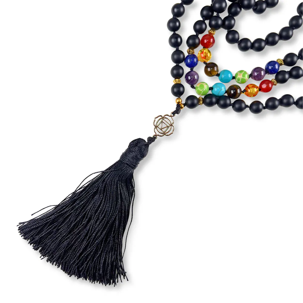Collar de cuentas de Ónix, Ágata, Jaspe, Amatista, Ojo de Tigre, Turquesa y Lapislázuli