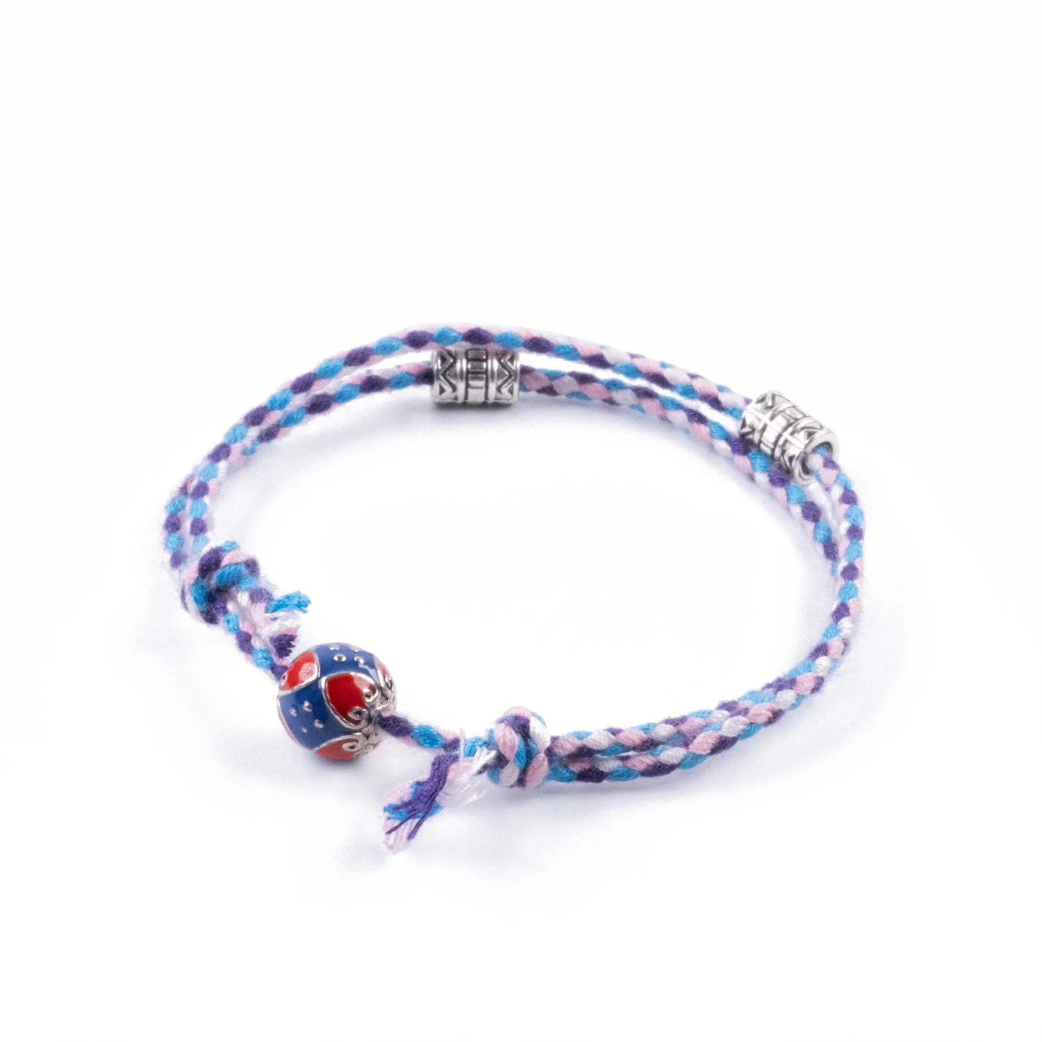 Pulsera Étnica con Amuleto de Plata Tibetana