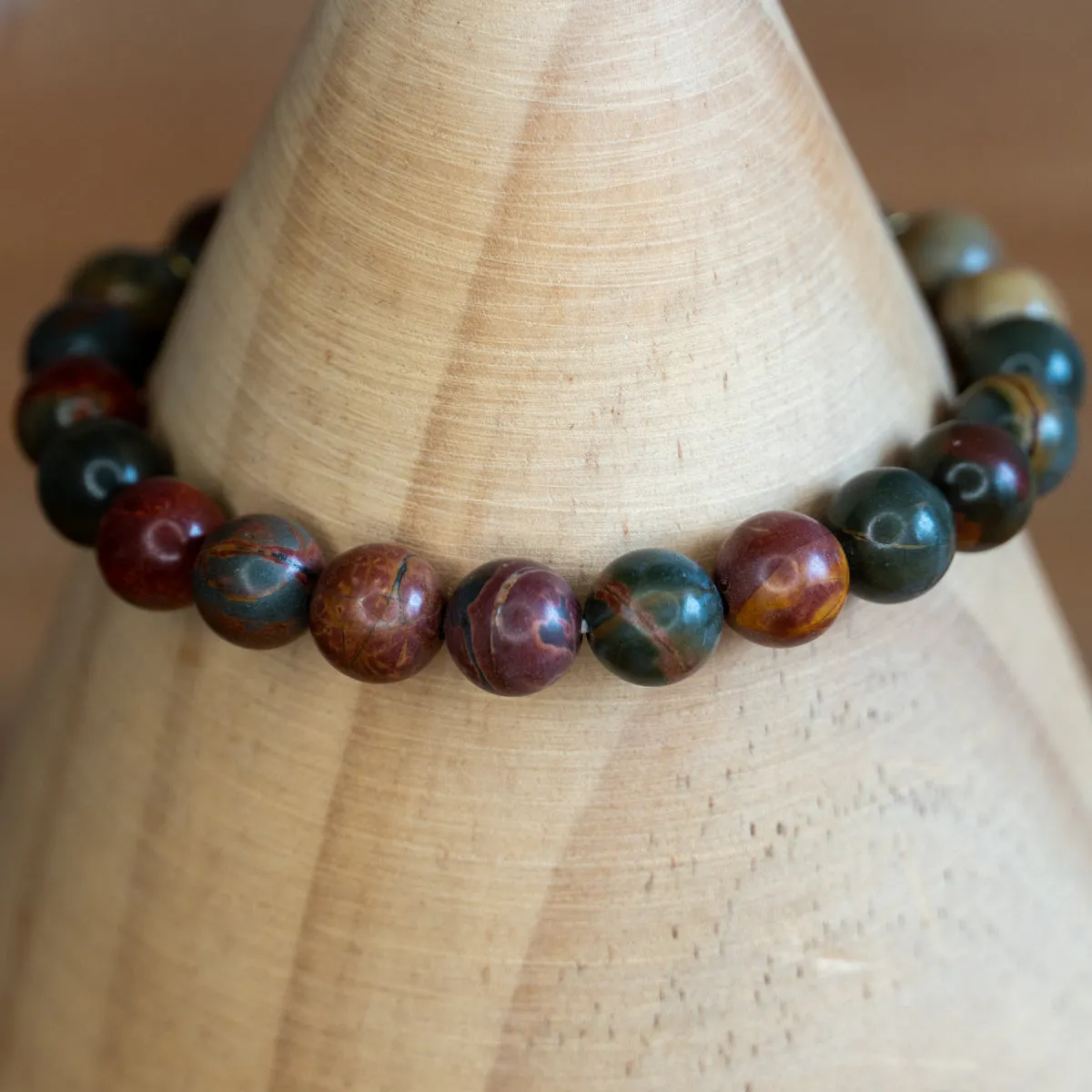 Pulsera de Jaspe Multicolor con Colgante Flor de Loto