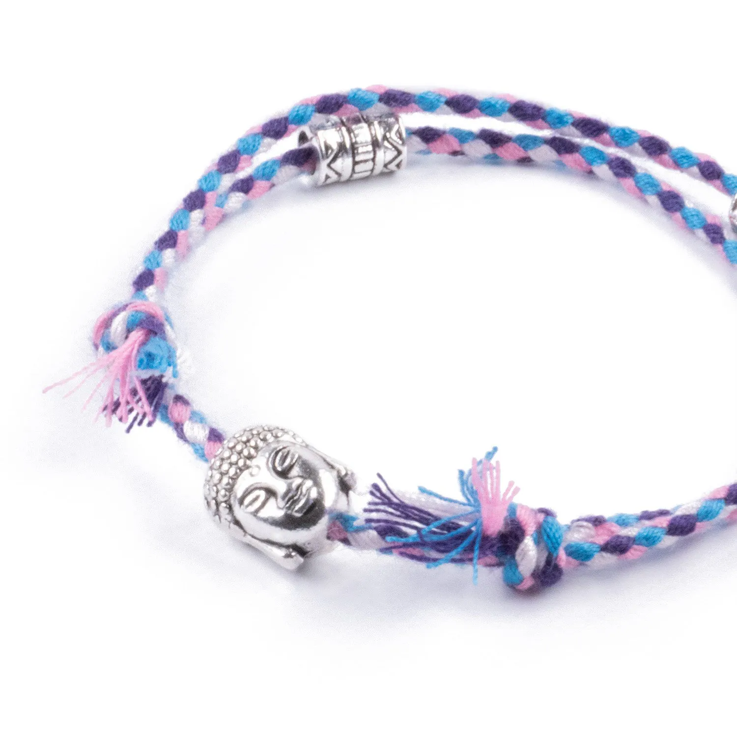 Pulsera Multicolor Étnica con Rostro Tallado Morado