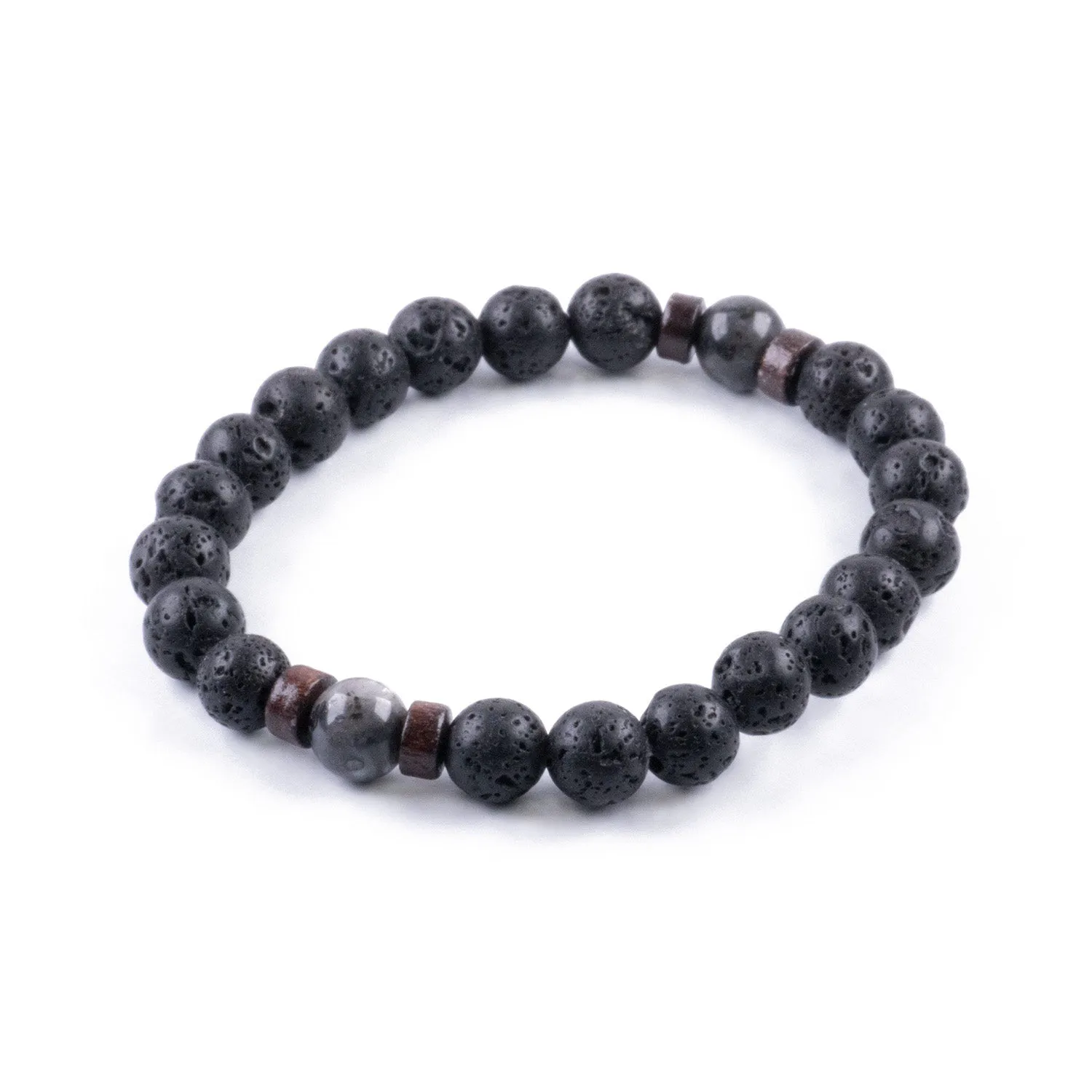 Pulsera de Hombre en Piedra Volcánica y Jaspe